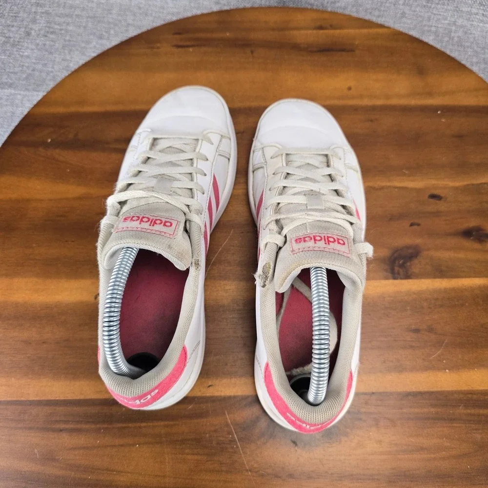 Adidas Grand Court White Pink Glitter Sneakers‎ EG5136 Womens 5.5 Low Top Shoes